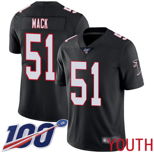 Atlanta Falcons Limited Black Youth Alex Mack Alternate Jersey NFL Football #51 100th Season Vapor Untouchable